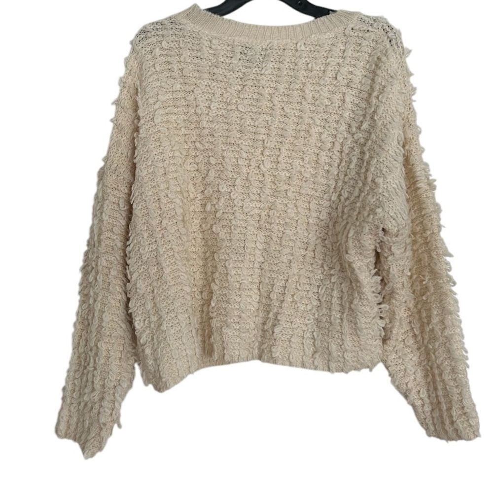 ASOS Design Cream Fluffy Crewneck Sweater Size Medium